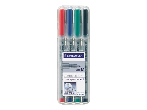 Universalpen Staedtler Lumocolor 315 WP4 medium vandbaserede med 4 stk. ass. farver