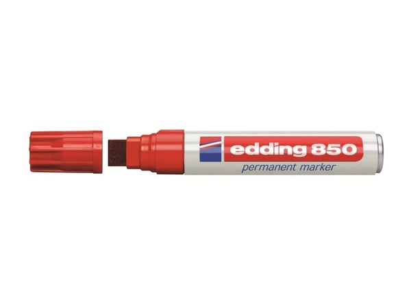 edding 850 - Markør - permanent - for glass, metall, plast - rød - 5-16 mm