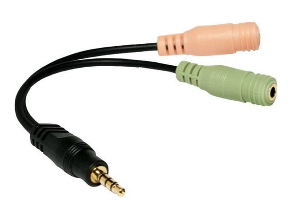 LogiLink - Audioadapter - mini-phone stereo 3.5 mm hunn til 4-polsminijakk hann - 15 cm - svart
