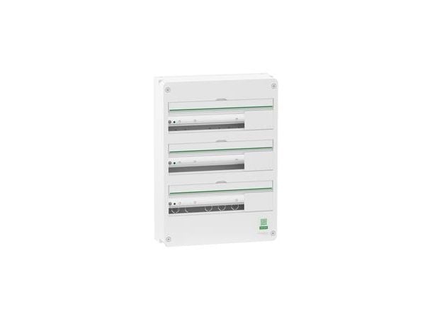 SCHNEIDER ELECTRIC Ryhmäkeskus seinään asennettava ryhmäkeskus Resi9 CX-keskus 3 riviä 18 moduulia Valkoinen RAL9003 ilman ovea