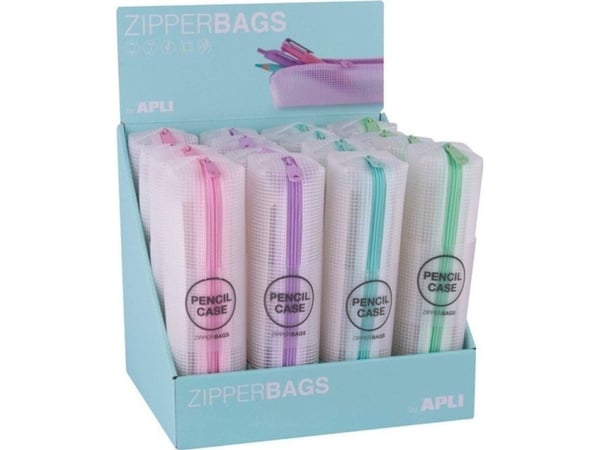 APLI Zipper pennal, 210x45x45mm, blanding av pastellfarger