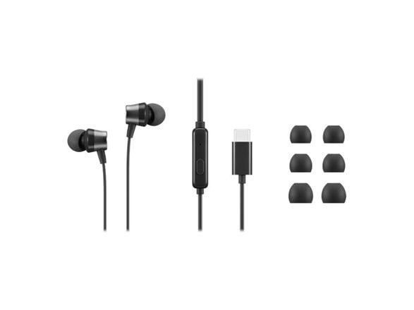 Lenovo Go - Hörlurar med mikrofon - inuti örat - svart - för ThinkCentre M60q Chromebox; M70s Gen 3; M70t Gen 3; ThinkPad E14 Gen 3; P15v Gen 3