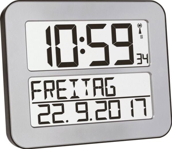 TFA Time Line Max - Alarmklokke - elektronisk - skrivebord, veggmonterbar - sølv