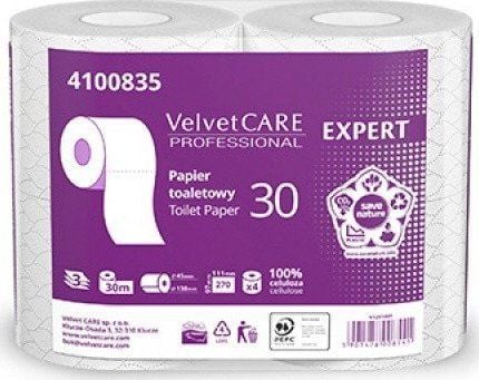 Velvet Expert toalettpapper cellulosa 3-lagers, 270 ark, 4 st., vit