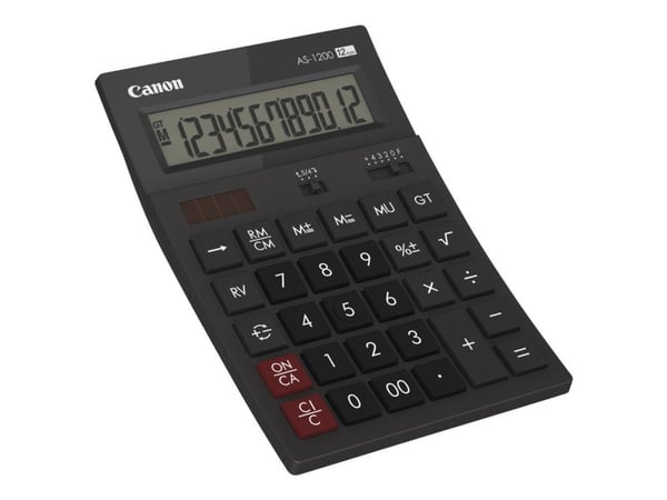 Canon AS-1200 - Skrivebordskalkulator - 12 sifre - solpanel, batteri - mørk grå