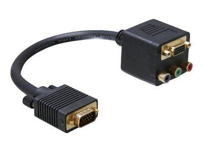 Delock - VGA-adapter - HD-15 (VGA) (hann) til HD-15 (VGA), RCA (hunn) - 20 cm