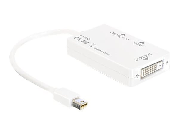 Delock - Videosovitin - dual-link - Mini DisplayPort uros - DVI-D, HDMI, DisplayPort naaras - 16 cm - valkoinen Delock - Videosovitin - dual-link - Mini DisplayPort uros - DVI-D, HDMI, DisplayPort naaras - 16 cm - valkoinen