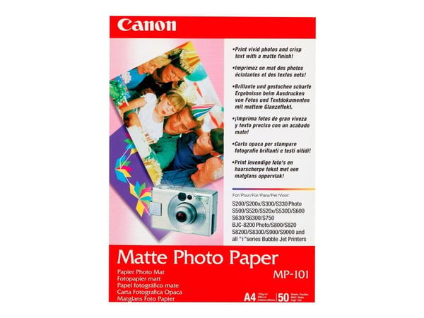 Canon MP-101 - Matt - A4 (210 x 297 mm) 50 ark fotopapir - for PIXMA iP90, iX7000, MG8250, MP490, MP550, MP560, MP960, MX330, PRO-1, PRO-10, 100, T...