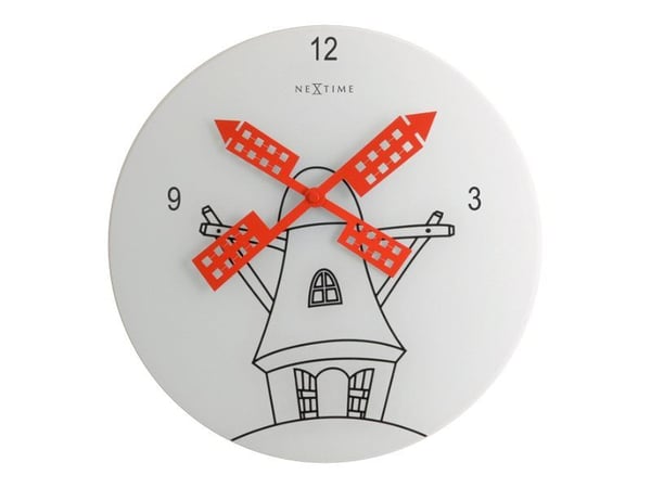 Nextime Windmill - Kello - kvartsikello - seinälle kiinnitettävä - 30 cm - musta