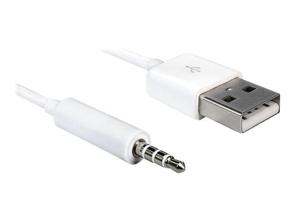 Delock - Lade-/datakabel - USB hann til mini-phone stereo 3.5 mm hann - 1 m - hvit - for Apple iPod shuffle (1G, 2G)