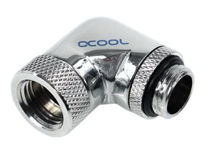 Alphacool HF angled adaptor 90° G1/4 outer thread to G1/4 inner thread revolvable - Anslutningsadapter för vätskekylningssystem - krom