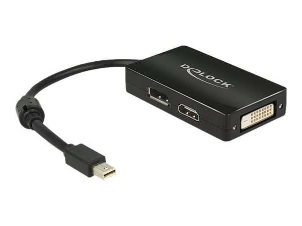 Delock - DisplayPort-adapter - Mini DisplayPort (hann) til DVI-D, HDMI, DisplayPort (hunn) - 16 cm - svart