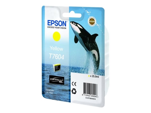 Epson T7604 keltainen, Keltainen, Väriainepohjainen muste, 1 kpl