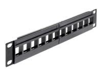 Delock - Koblingspanel - svart - 1U - 10" - 12 porter