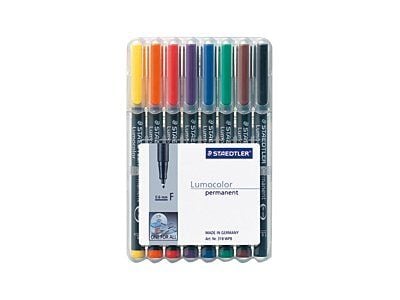 Universalpen Lumocolor 318WP-8 fine ass. farver (æske a 8 stk.)