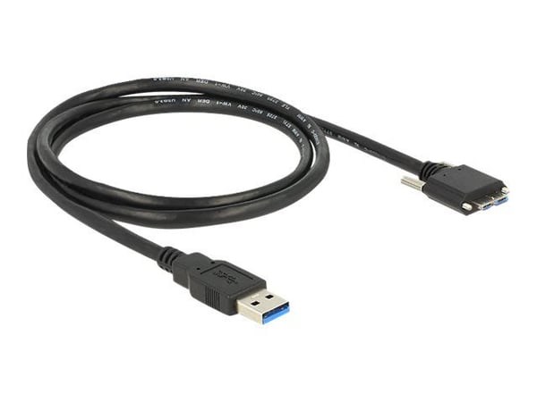 DeLOCK - USB-kaapeli - Micro-USB Type B (han) til USB Type A (han) - USB 3.0 - 1 m - tommelskruer - sort