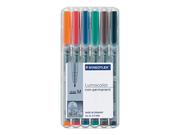 Staedtler 315 WP6, 1 kpl, Musta, Sininen, Ruskea, Vihreä, Oranssi, Punainen, Harmaa, Polypropeeni (PP), 1 mm