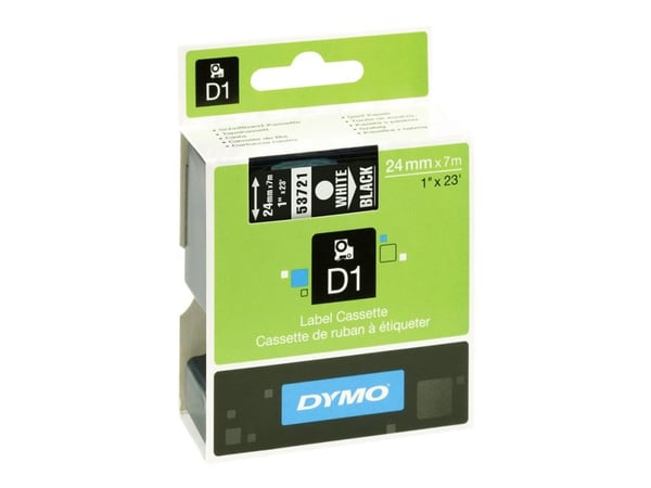 DYMO D1 - Selvklebende - hvit på svart - Rull (2,4 cm x 7 m) 1 kassett(er) etikettbånd - for LabelMANAGER 500TS, PnP