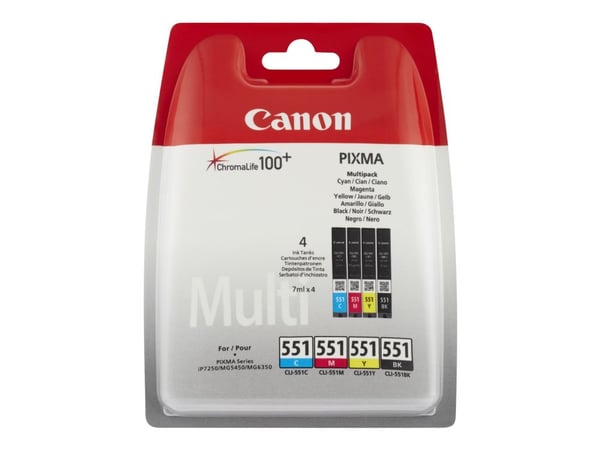 Canon CLI-551 C/M/Y/BK Multipack - 4-pack - 7 ml - svart, cyan, magenta, gul - original - hengeboks - blekkbeholder - for PIXMA iP7250, iP8750, iX6...