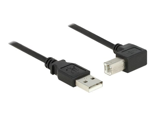 Delock - USB-kabel - USB-type B (hann) til USB (hann) - USB 2.0 - 1 m - 90° kontakt - svart
