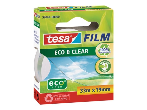 Tesafilm Eco & Clear - Kontortape - 19 mm x 33 m - transparent