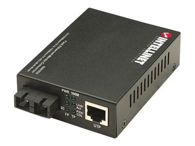 Intellinet Fast Ethernet Media Converter, 10/100Base-Tx to 100Base-Fx (SC) Multi-Mode, 2 km (1.24 mi) - Fibermedieomformer - 100Mb LAN - 10Base-T, ...