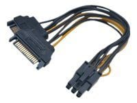 Akasa - Strømadapter - SATA-strøm (hann) til 6-pins PCIe-strøm (hann) - 15 cm