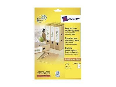 Avery LR4761 - Hvit - 61 x 192 mm 100 etikett(er) (25 ark x 4 filmappeetiketter Avery LR4761 - Hvit - 61 x 192 mm 100 etikett(er) (25 ark x 4 filmappeetiketter