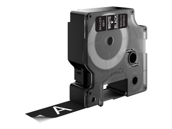 DYMO D1 - Selvklebende - hvit på svart - Rull (1,9 cm x 7 m) 1 kassett(er) etikettbånd - for LabelMANAGER 360, 400, 420, 450, 500, PC, PC2, Wireles...