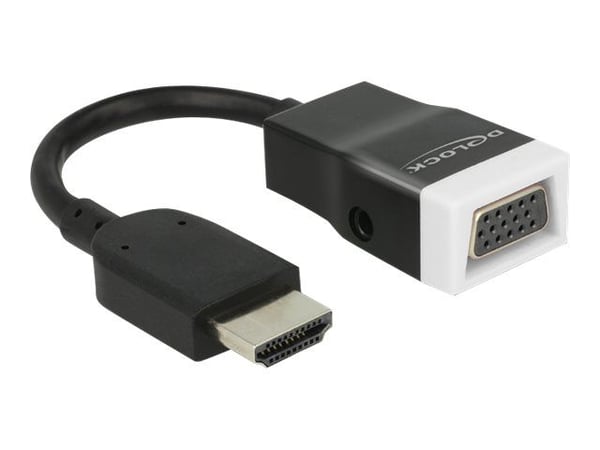 Delock Adapter HDMI-A male > VGA female with Audio - Videokonverter - HDMI - VGA - svart, hvit - løsvekt