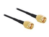 Delock Adapter RP-SMA Plug > RP-SMA Plug - Antennekabel - RP-SMA (hann) til RP-SMA (hann) - RG-174 - svart