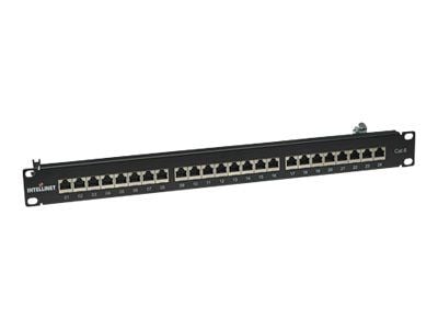 Intellinet Patch Panel, Cat6, FTP, 24-Port, 1U, Shielded, 90° Top-Entry Punch-Down Blocks, Black - Koblingspanel - CAT 6 - FTP - RJ-45 X 24 - svart...