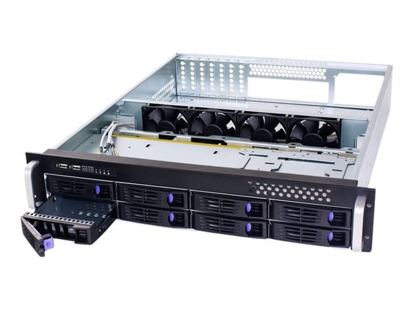 Fantec SRC-2080X07 - rackmonterbar - 2U - SSI CEB - SATA/SAS - hot-swap - svart anodiserad aluminium, silveranodiserad aluminium - USB (1670)