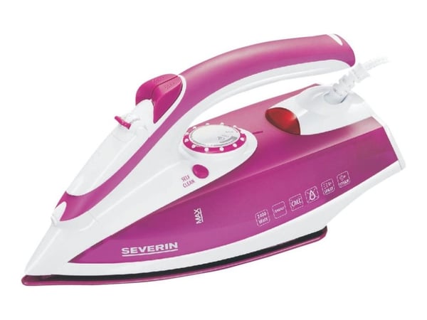 SEVERIN BA 3243 - Dampstrykejern - strykesål: rustfritt stål - 2400 W - hvit/fiolett