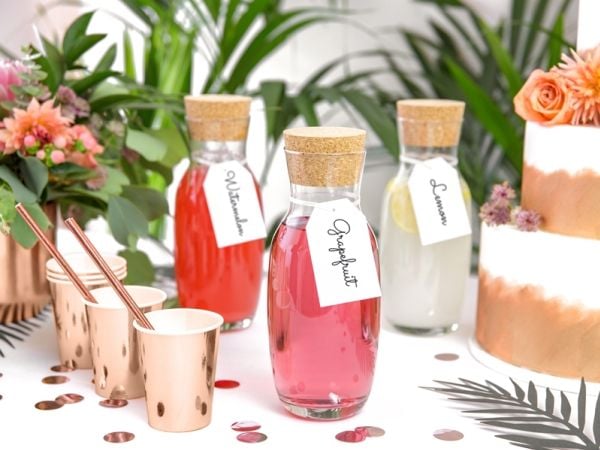 PartyDeco pappersmuggar rosa/guld 220 ml one size