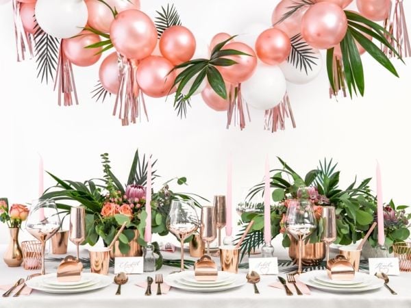 PartyDeco pappersmuggar rosa/guld 220 ml one size