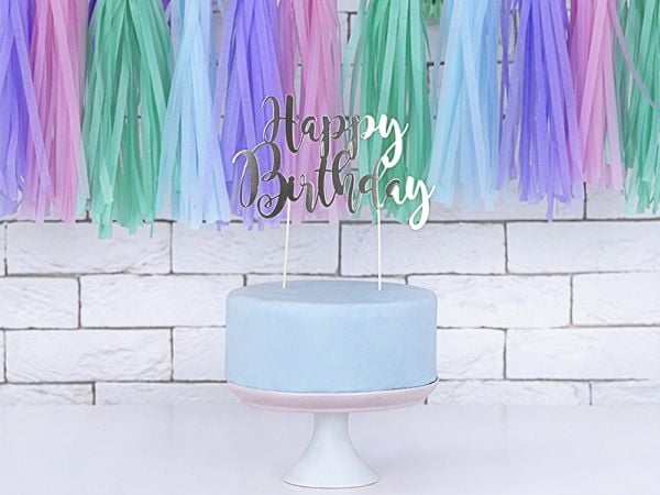 PartyDeco KPT11-018M, Kake, Sølv, Voksen, Unisex, Bursdag, 1 stykker