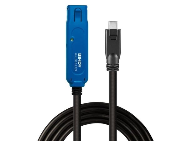 Lindy 43381, 8 m, USB C, USB A, USB 3.2 Gen 1 (3.1 Gen 1), 5 Gbit/s, Svart, Blå