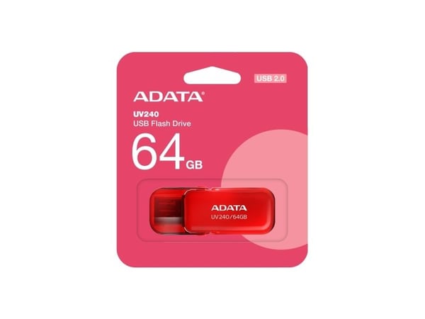 ADATA UV240 - USB flash-enhet - 64 GB - USB 2.0 - röd