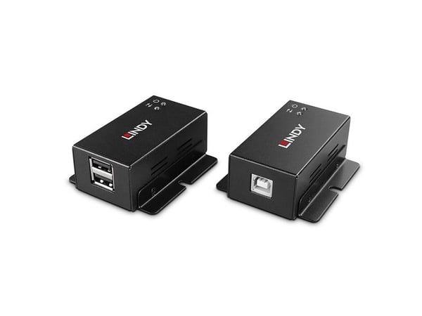 Lindy 43386 USB-forlenger 2-port USB 2.0 Cat.6 50 m, svart