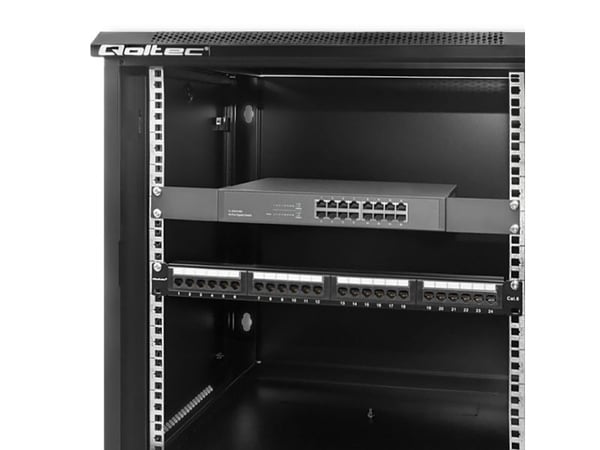 Qoltec - Telinekotelo - musta - 12U - 19"