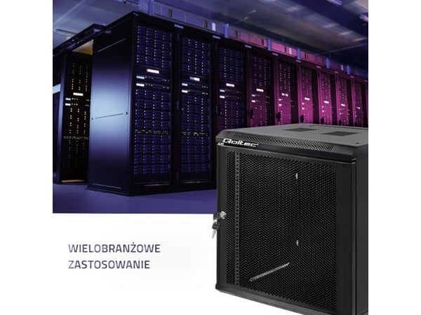 Qoltec - Telinekotelo - musta - 12U - 19"
