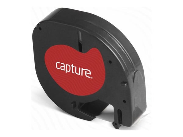 Capture - Plast - svart på gult - Rull (1,2 cm x 4 m) 1 kassett(er) hengeboks - merketape (alternativ for: DYMO S0721630, DYMO S0883990)