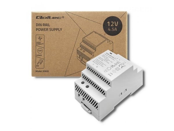 Qoltec - Strømforsyning (monterbar på DIN rail) - AC 220-240 V - 60 Watt - grå