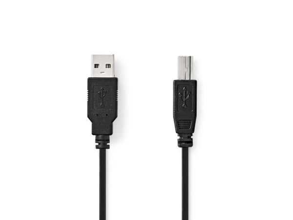 Nedis - USB-kabel - USB (hann) til USB-type B (hann) - USB 2.0 - 2 A - 3 m - rund - svart