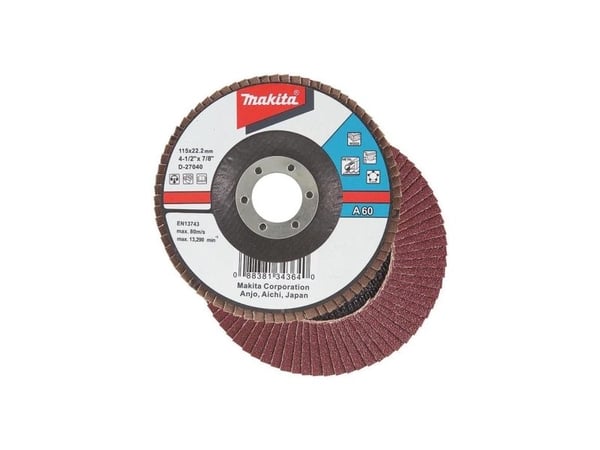 Makita - Klaffplate - for tre, metall, plast, ikke-jernholdig metall - 125 mm - grovkorn: A40 - for Makita GA005GZ, GA008GM201, GA008GZ; XGT GA005GZ