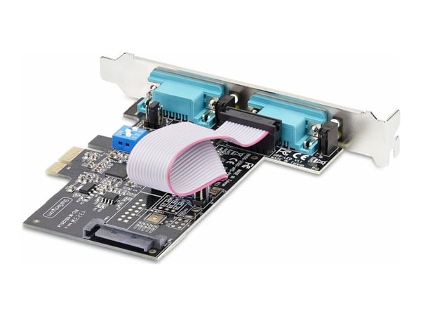 Startech 2-Port Serial PCIe Card, Dual-Port PCI Express to RS232/RS422/RS485 (DB9) Serial Card, Low-Profile Brackets Incl., 16C1050 UART, TAA-Compl...
