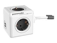 Allocacoc PowerCube, 1,5 m, Sisätila, Tyyppi F, Type F (CEE 7/4), 1 mm², Harmaa, Valkoinen