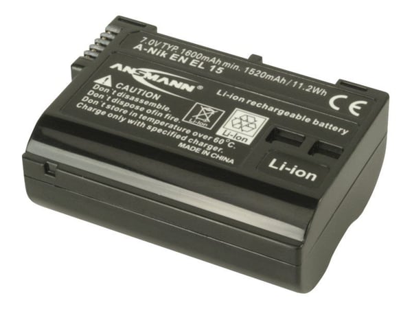 ANSMANN A-Nik EN EL 15 - Batteri - Li-Ion - 1600 mAh - for Nikon D600, D610, D7000, D7100, D7200, D750, D7500, D800, D800E, D810, D810A, Z 6II, Z7; 1