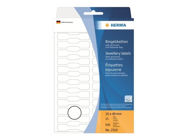 HERMA - Papir - selv-adhesiv - hvit - 10 x 49 mm 600 etikett(er) (25 ark x 24) merkelapper